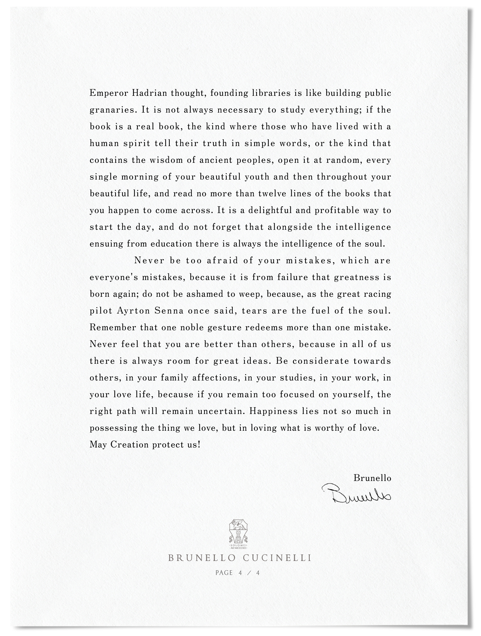 LETTERS from BRUNELLO CUCINELLI